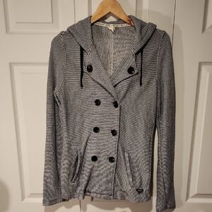 Roxy Black and White Textured Knit Top